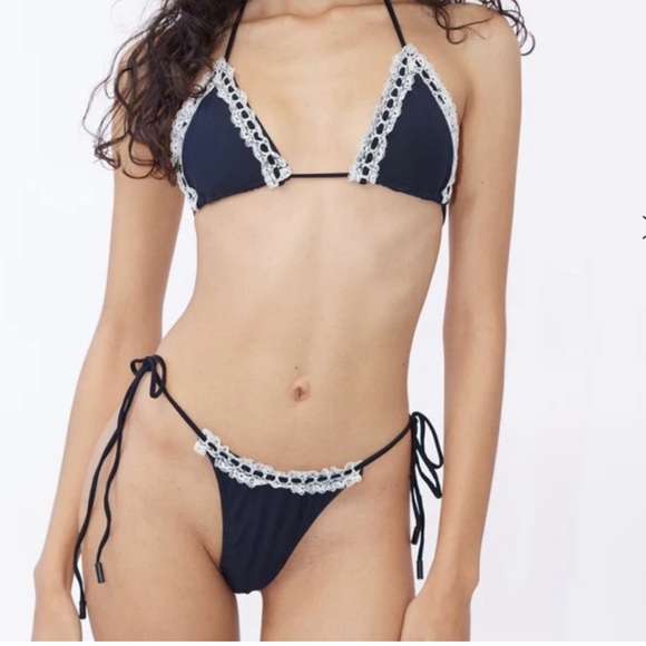 WITH JEAN Betsy Bikini Bottom Black / White - Picture 1 of 7